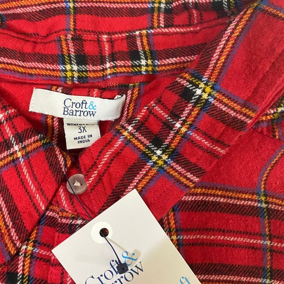 Croft & Barrow Soft Plaid Flannel Shirt 3X - Picture 3 of 4